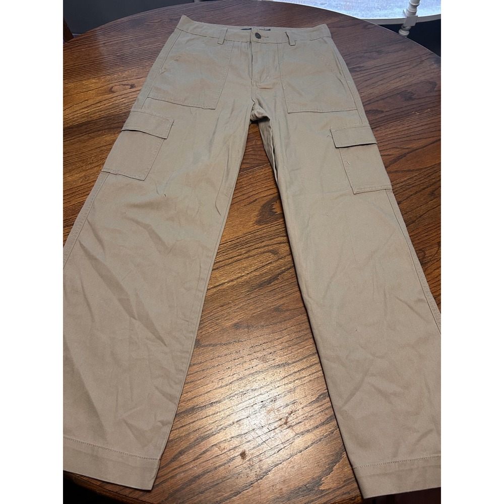 Indigo Rising Womens Khaki Tan Wide Leg Cargo Utility Pants Size 9/29